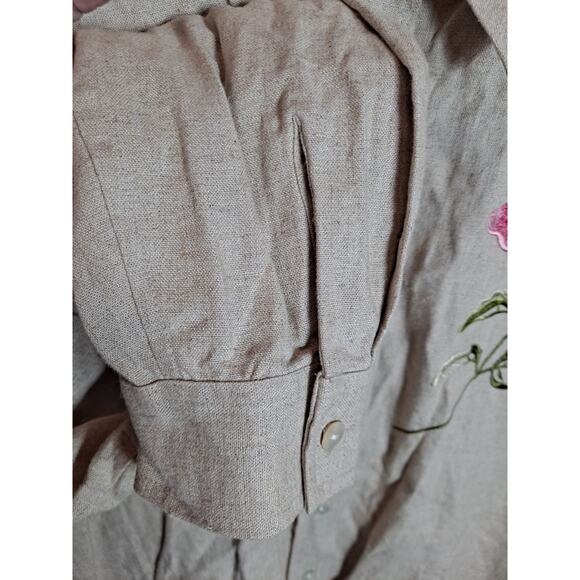 Coldwater Creek Women's Linen Blend Floral Embroidered Button Down Shirt Size XL - Picture 5 of 6